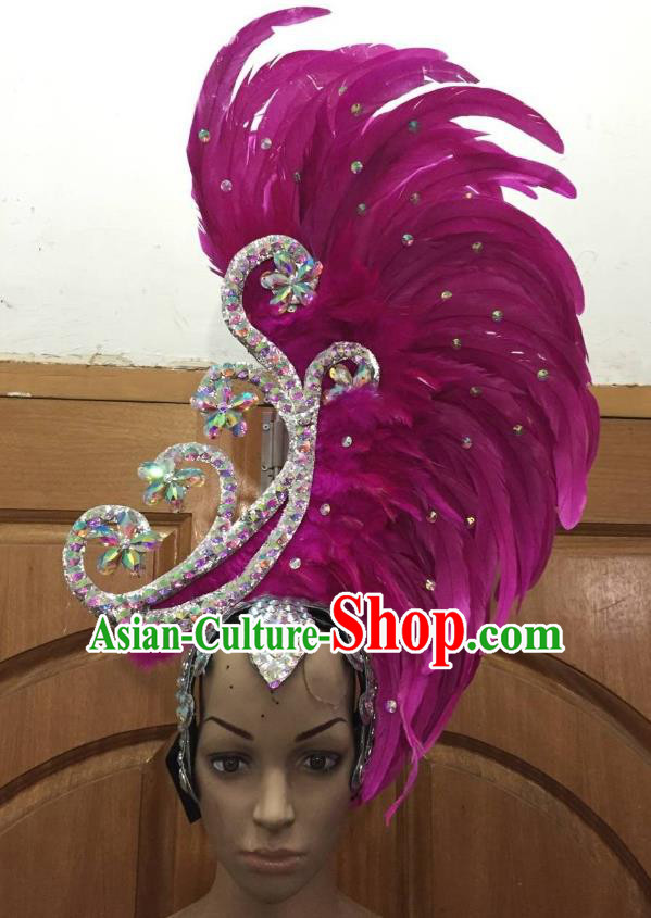 Deluxe Rosy Feather Customized Samba Dance Hair Accessories Brazilian Rio Carnival Headdress for Women