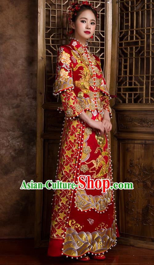 Traditional Chinese Wedding Costumes Traditional Xiuhe Suits Ancient Chinese bridal Full Dress