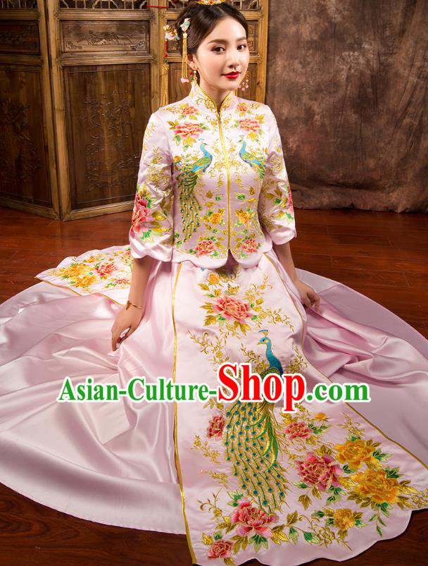 Traditional Chinese Wedding Costumes Traditional Xiuhe Suits Ancient Chinese bridal Full Dress