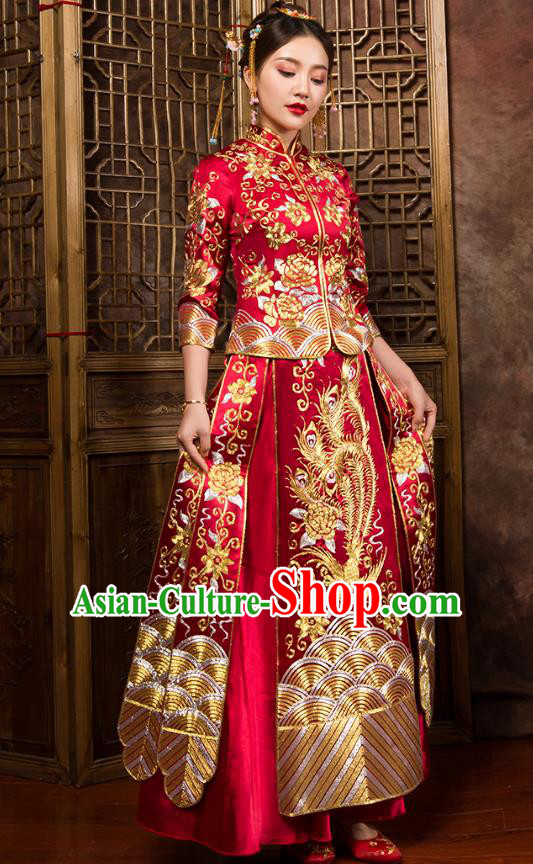 Traditional Chinese Wedding Costumes Traditional Xiuhe Suits Ancient Chinese bridal Full Dress