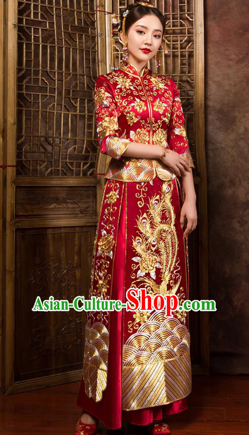 Traditional Chinese Wedding Costumes Traditional Xiuhe Suits Ancient Chinese bridal Full Dress