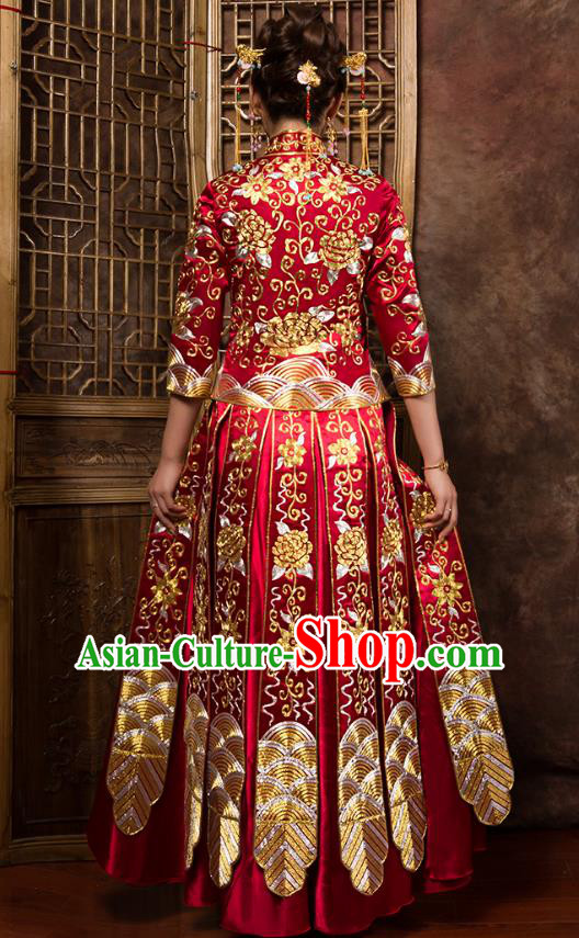 Traditional Chinese Wedding Costumes Traditional Xiuhe Suits Ancient Chinese bridal Full Dress
