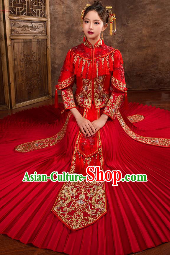 Traditional Chinese Wedding Costumes Traditional Xiuhe Suits Ancient Chinese bridal Full Dress