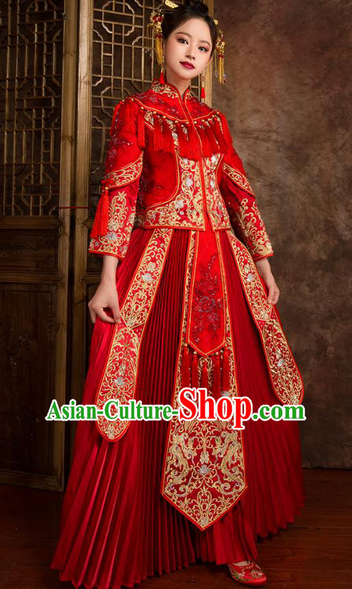 Traditional Chinese Wedding Costumes Traditional Xiuhe Suits Ancient Chinese bridal Full Dress