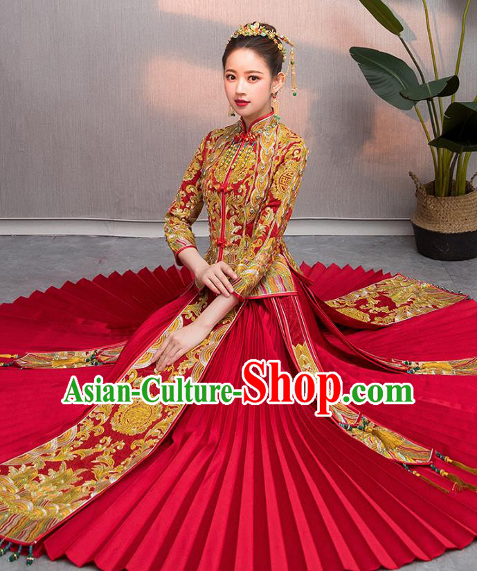 Traditional Chinese Wedding Costumes Traditional Xiuhe Suits Ancient Chinese bridal Full Dress