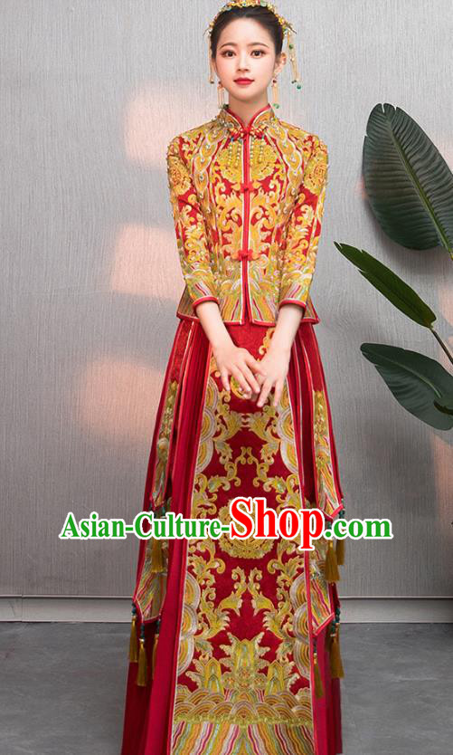 Traditional Chinese Wedding Costumes Traditional Xiuhe Suits Ancient Chinese bridal Full Dress