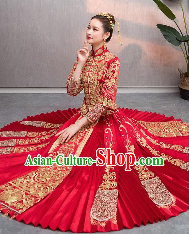Traditional Chinese Wedding Costumes Traditional Xiuhe Suits Ancient Chinese bridal Full Dress