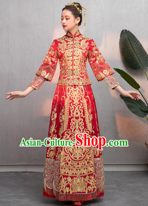 Traditional Chinese Wedding Costumes Traditional Xiuhe Suits Ancient Chinese bridal Full Dress
