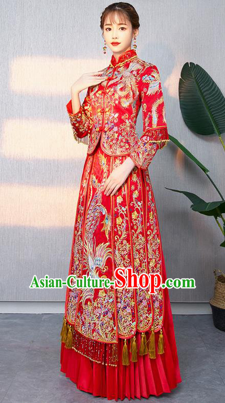 Traditional Chinese Wedding Costumes Traditional Xiuhe Suits Ancient Chinese bridal Full Dress