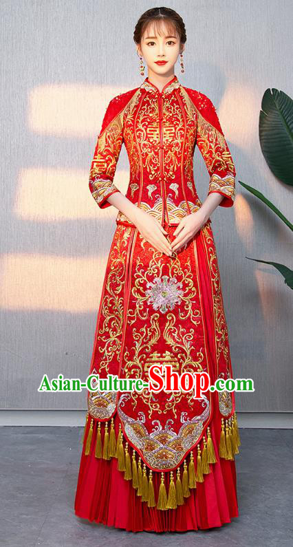 Traditional Chinese Wedding Costumes Traditional Xiuhe Suits Ancient Chinese bridal Full Dress
