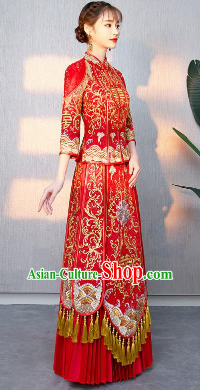 Traditional Chinese Wedding Costumes Traditional Xiuhe Suits Ancient Chinese bridal Full Dress