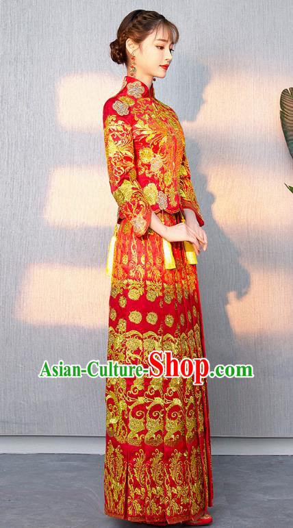 Traditional Chinese Wedding Costumes Traditional Xiuhe Suits Ancient Chinese bridal Full Dress