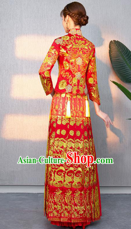 Traditional Chinese Wedding Costumes Traditional Xiuhe Suits Ancient Chinese bridal Full Dress