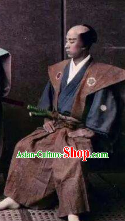 Japanese Ancient Broad Shoulders Authentic Samurai Outfit Clothing Complete Set for Men
