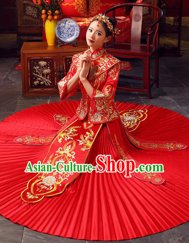 Traditional Chinese Wedding Costumes Traditional Xiuhe Suits Ancient Chinese bridal Full Dress