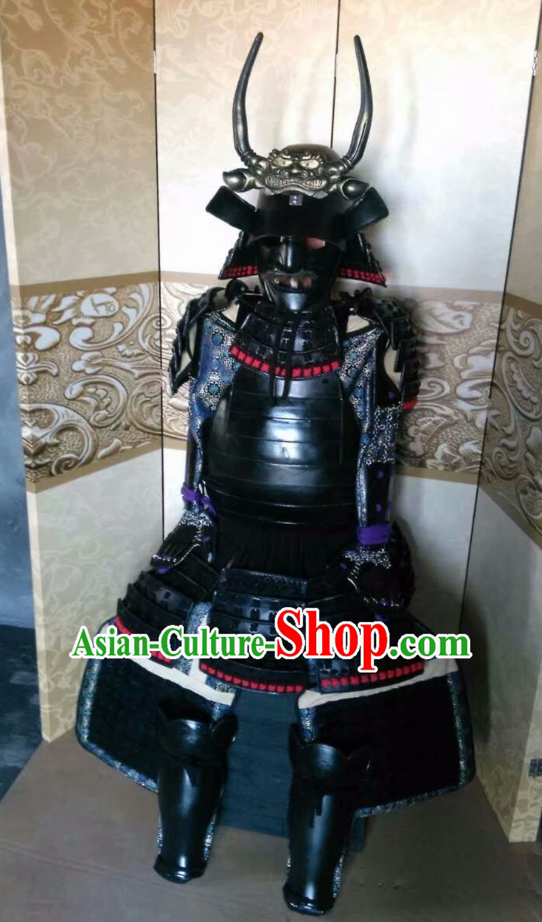 Asian Ancient Broad Shoulders Japanese Samurai Armor Replica Authentic Samurai Outfit Clothing Complete Set for Men