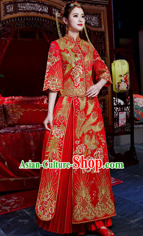 Traditional Chinese Wedding Costumes Traditional Xiuhe Suits Ancient Chinese bridal Full Dress