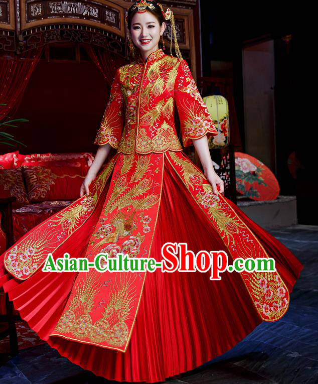 Traditional Chinese Wedding Costumes Traditional Xiuhe Suits Ancient Chinese bridal Full Dress