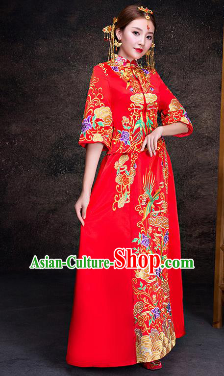 Traditional Chinese Wedding Costumes Traditional Xiuhe Suits Ancient Chinese bridal Full Dress