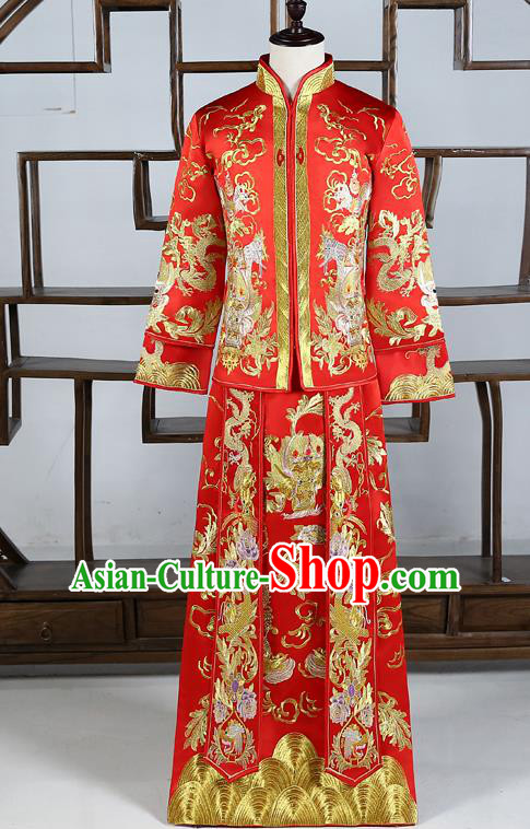 Ancient Chinese Male Wedding Toast Costumes Traditional Bridegroom Tang Suit Red Long Robe for Men