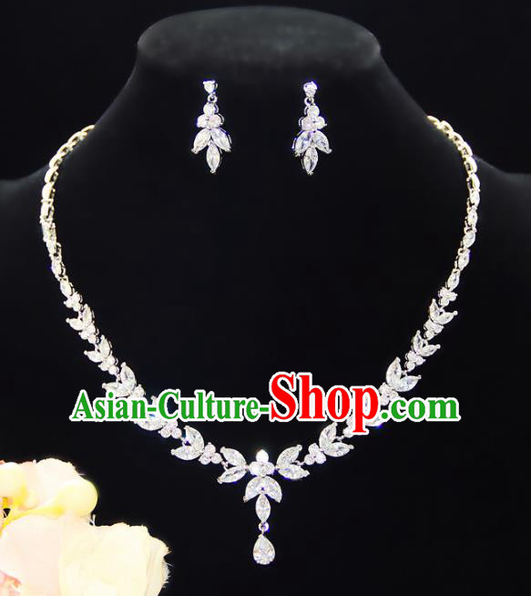 Top Grade Wedding Jewelry Accessories Bride Crystal Necklace and Earrings for Women