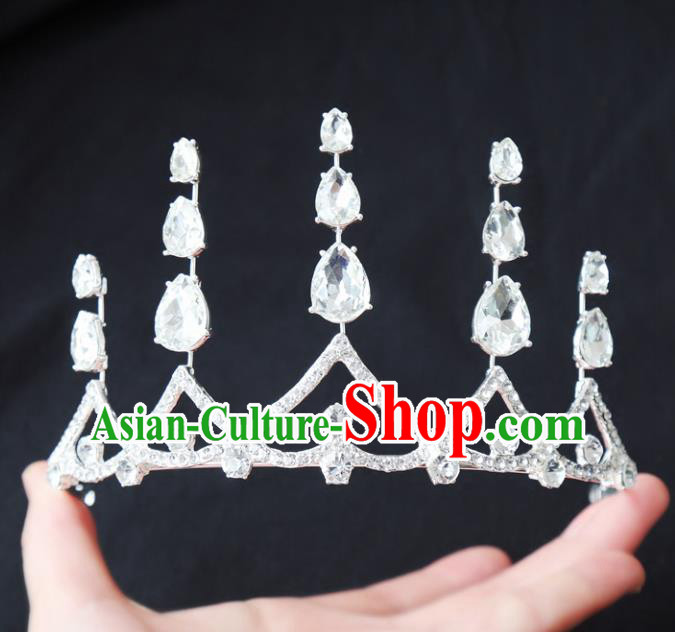 Top Grade Wedding Bride Hair Accessories Princess Crystal Hair Clasp Royal Crown for Women