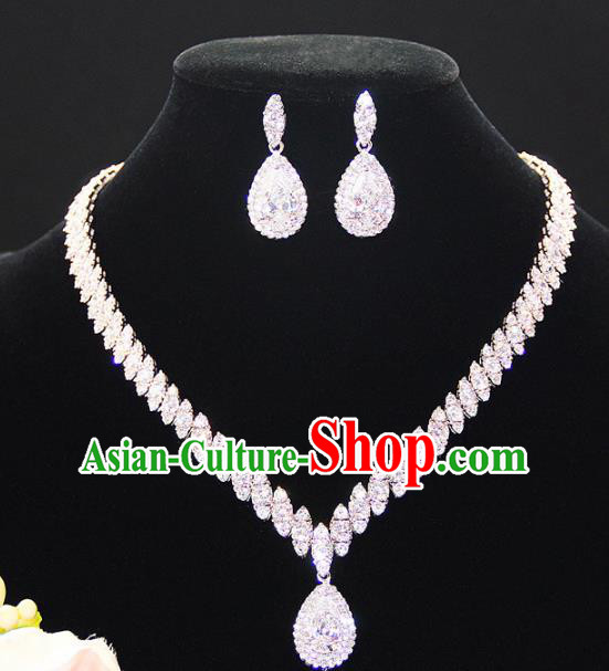 Top Grade Wedding Bride Jewelry Accessories Crystal Necklace and Earrings for Women