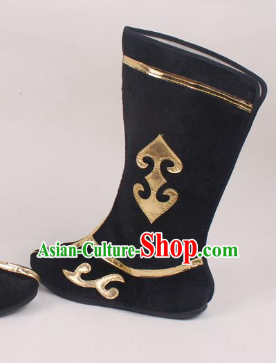 Chinese Traditional Beijing Opera Black Boots Peking Opera Shoes for Men