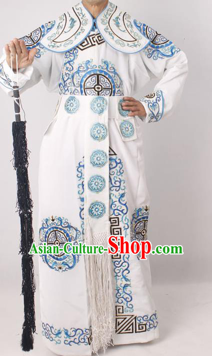 Professional Chinese Peking Opera Takefu Embroidered White Costume for Adults