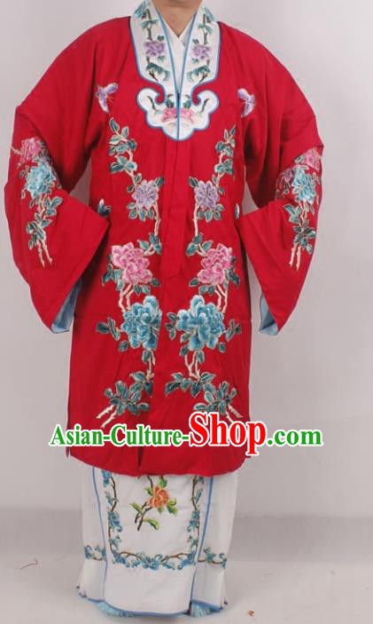 Professional Chinese Beijing Opera Actress Princess Embroidered Red Costumes for Adults