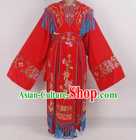 Professional Chinese Peking Opera Diva Costumes Ancient Fairy Embroidered Red Dress for Adults