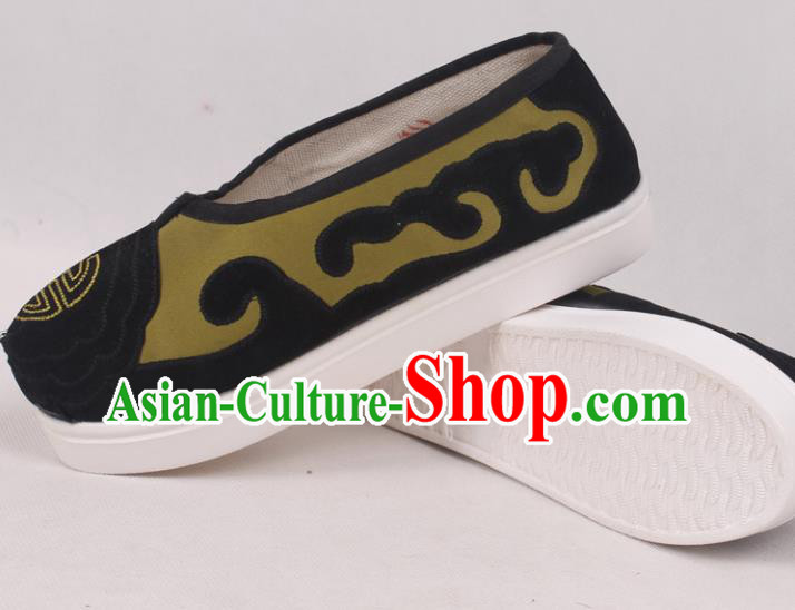 Chinese Traditional Beijing Opera Ministry Councillor Embroidered Shoes Peking Opera Green Shoes for Men