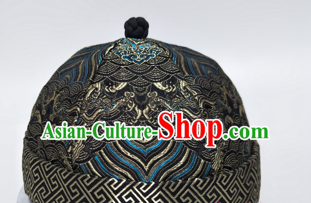 Chinese Traditional Handmade Qing Dynasty Bridegroom Manchu Hat for Men