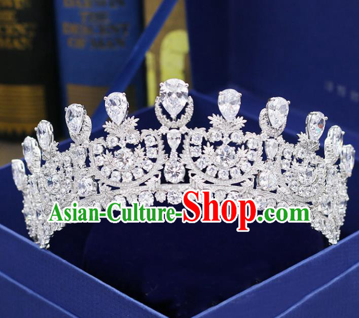 Handmade Baroque Bride Crystal Royal Crown Wedding Queen Crystal Hair Jewelry Accessories for Women