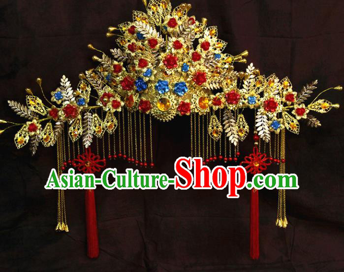 Chinese Ancient Handmade Empress Tassel Phoenix Coronet Hair Accessories Headwear for Women