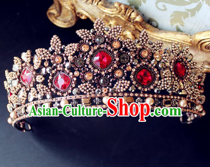 Top Grade Handmade Baroque Bride Royal Crown Wedding Hair Jewelry Accessories for Women