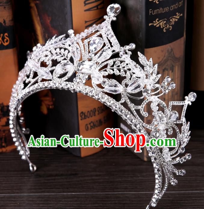 Top Grade Handmade Wedding Baroque Queen Crystal Royal Crown Bride Hair Jewelry Accessories for Women