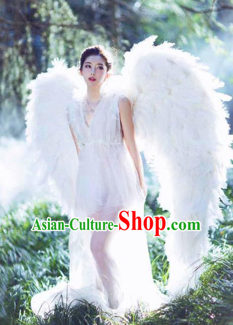 Top Grade Catwalks Miami Deluxe White Feather Wings Stage Performance Model Show Customized Wings for Women
