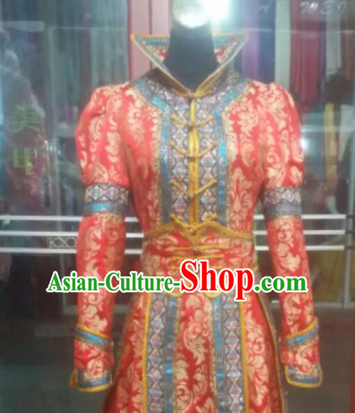 Traditional Chinese Mongol Nationality Dancing Costume Mongols Female Folk Dance Headwear Mongolian Minority Embroidery Costume
