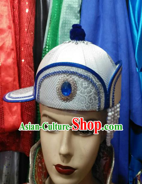Traditional Chinese Mongol Nationality Dancing Costume Mongols Female Folk Dance Headwear Mongolian Minority Embroidery Costume