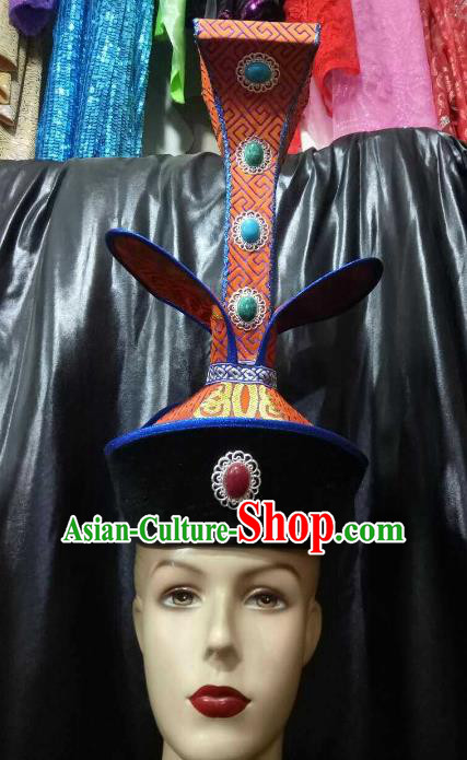 Traditional Chinese Mongol Nationality Dancing Costume Mongols Female Folk Dance Headwear Mongolian Minority Embroidery Costume