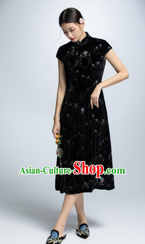 Traditional Ancient Chinese Young Women Cheongsam Dress Republic of China Tangsuit Stand Collar Blouse Dress Tang Suit Clothing