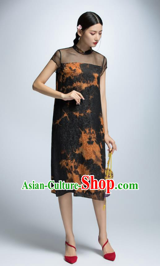 Traditional Ancient Chinese Young Women Cheongsam Dress Republic of China Tangsuit Stand Collar Blouse Dress Tang Suit Clothing