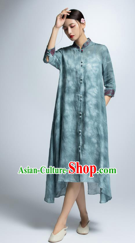 Traditional Ancient Chinese Young Women Cheongsam Dress Republic of China Tangsuit Stand Collar Blouse Dress Tang Suit Clothing