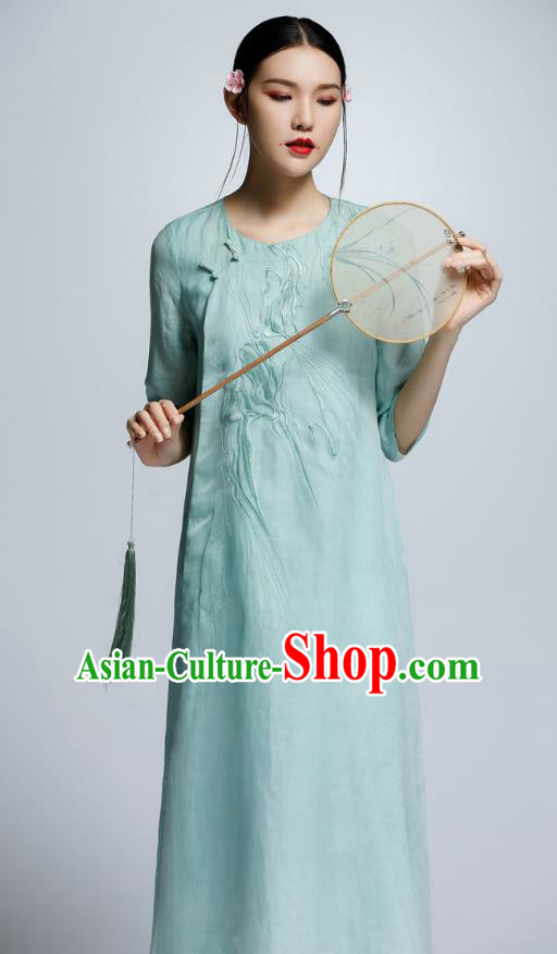 Traditional Ancient Chinese Young Women Cheongsam Dress Republic of China Tangsuit Stand Collar Blouse Dress Tang Suit Clothing
