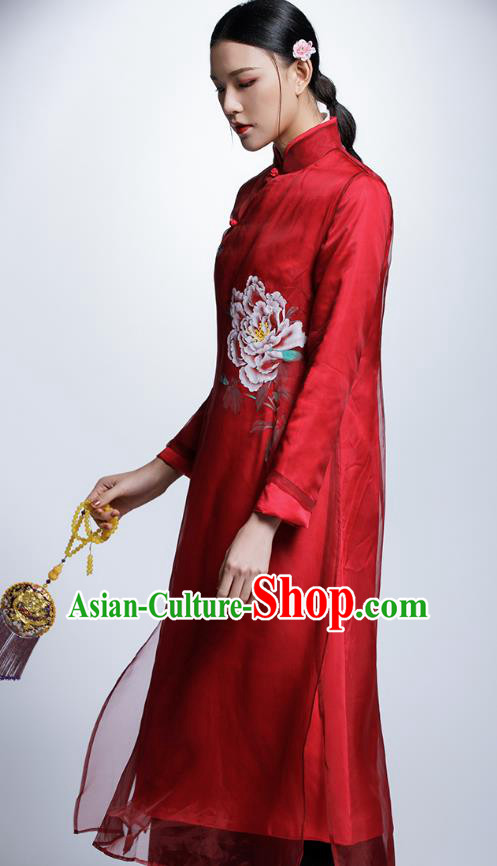 Traditional Ancient Chinese Young Women Cheongsam Dress Republic of China Tangsuit Stand Collar Blouse Dress Tang Suit Clothing