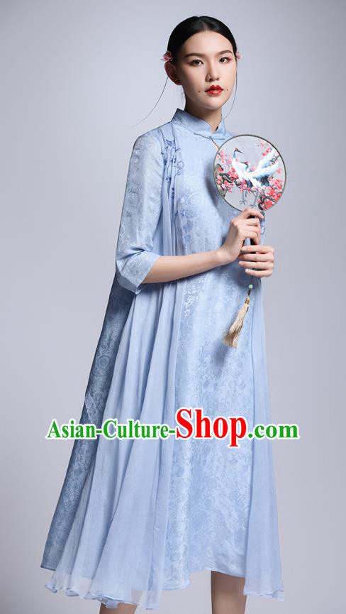 Traditional Ancient Chinese Young Women Cheongsam Dress Republic of China Tangsuit Stand Collar Blouse Dress Tang Suit Clothing