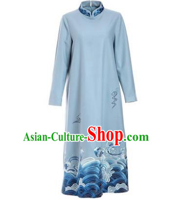 Traditional Ancient Chinese Young Women Cheongsam Dress Republic of China Tangsuit Stand Collar Blouse Dress Tang Suit Clothing