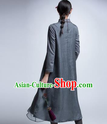 Traditional Ancient Chinese Young Women Cheongsam Dress Republic of China Tangsuit Stand Collar Blouse Dress Tang Suit Clothing