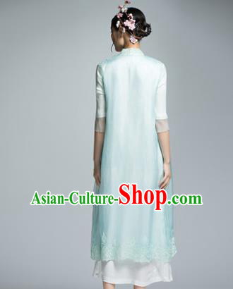 Traditional Ancient Chinese Young Women Cheongsam Dress Republic of China Tangsuit Stand Collar Blouse Dress Tang Suit Clothing